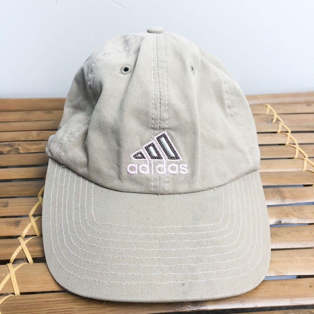 Adidas Tan Khaki Pink Logo Baseball Dad Cap Hat